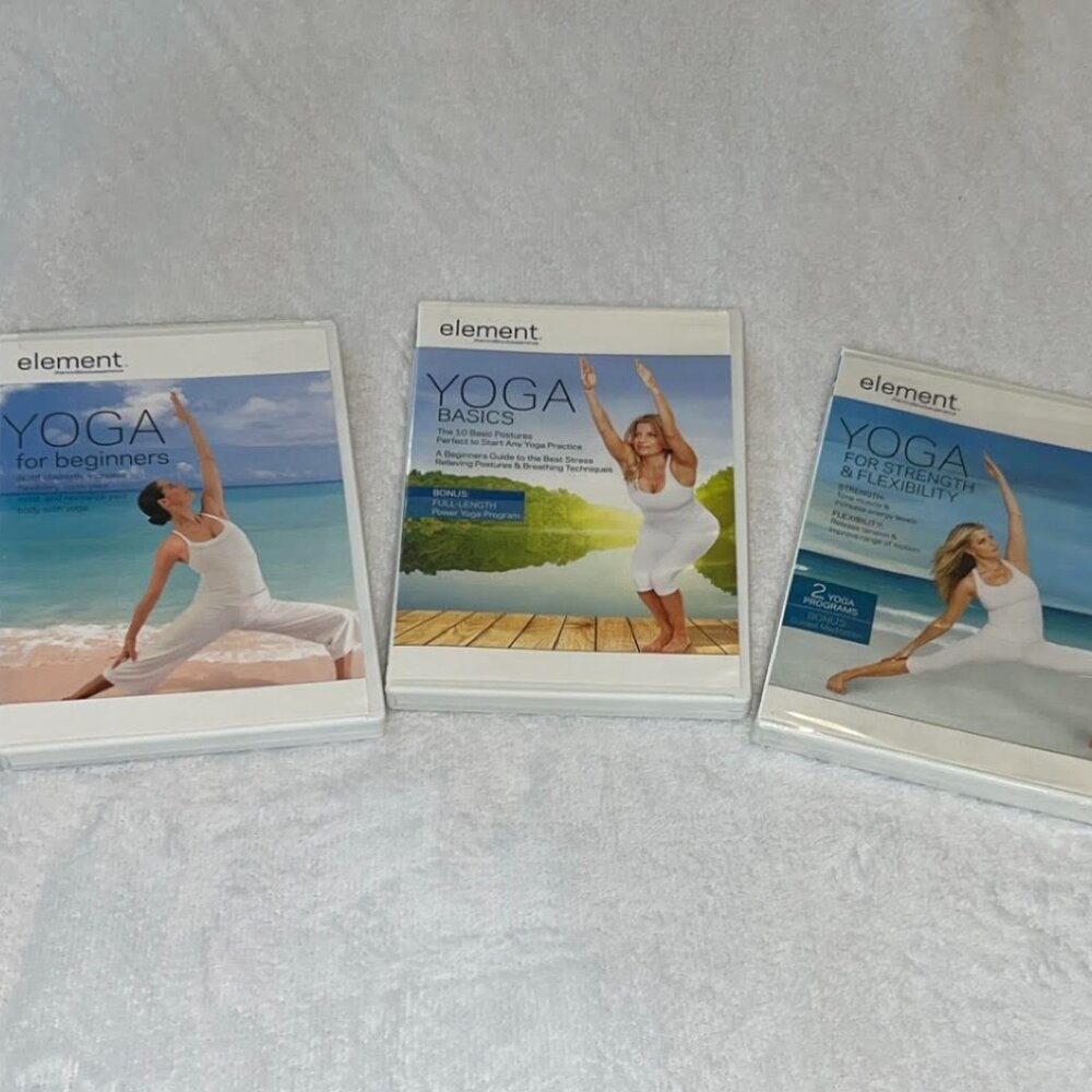 3 Yoga DVDs Never Opened - Beginner Basic and Yoga for Strength and Flexibility